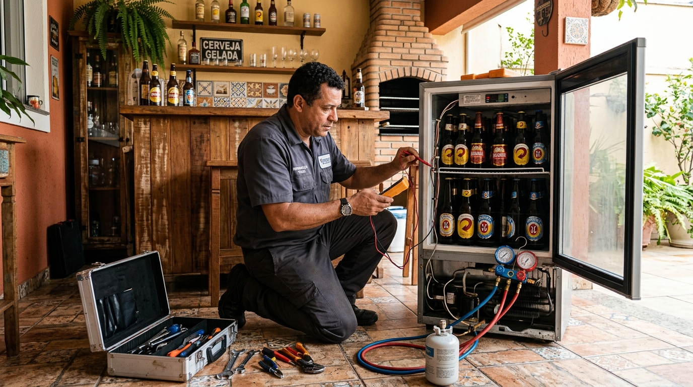 Recarga de gás refrigerante em cervejeira em atendimento em São Bernardo do Campo‑SP